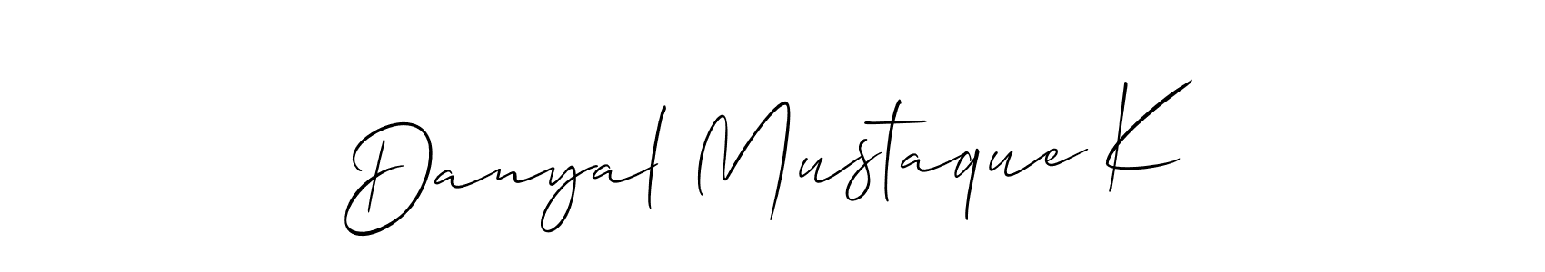 Also we have Danyal Mustaque K name is the best signature style. Create professional handwritten signature collection using Allison_Script autograph style. Danyal Mustaque K signature style 2 images and pictures png