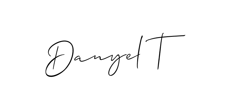 It looks lik you need a new signature style for name Danyel T. Design unique handwritten (Allison_Script) signature with our free signature maker in just a few clicks. Danyel T signature style 2 images and pictures png