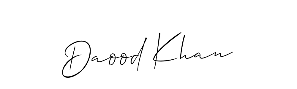 Use a signature maker to create a handwritten signature online. With this signature software, you can design (Allison_Script) your own signature for name Daood Khan. Daood Khan signature style 2 images and pictures png