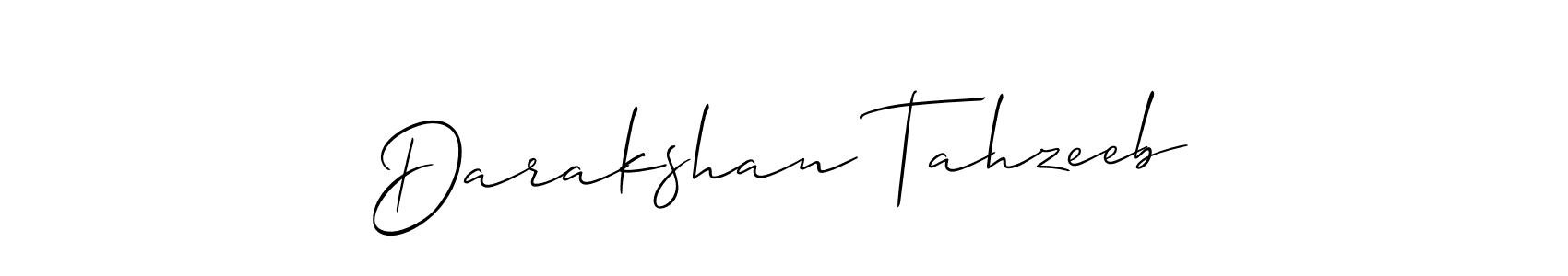 Also You can easily find your signature by using the search form. We will create Darakshan Tahzeeb name handwritten signature images for you free of cost using Allison_Script sign style. Darakshan Tahzeeb signature style 2 images and pictures png