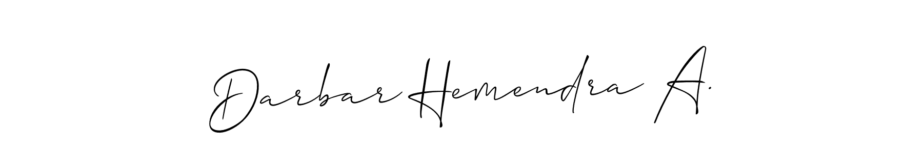 Use a signature maker to create a handwritten signature online. With this signature software, you can design (Allison_Script) your own signature for name Darbar Hemendra A.. Darbar Hemendra A. signature style 2 images and pictures png
