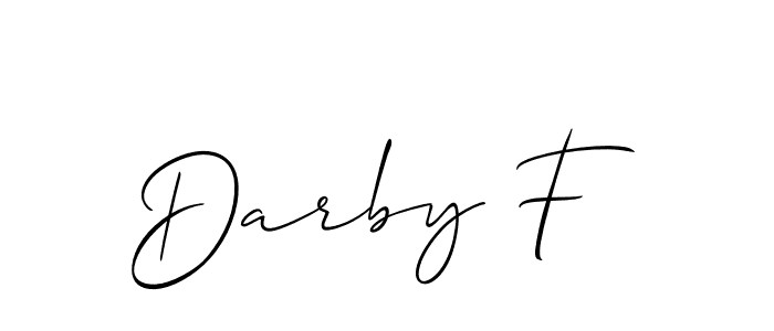 It looks lik you need a new signature style for name Darby F. Design unique handwritten (Allison_Script) signature with our free signature maker in just a few clicks. Darby F signature style 2 images and pictures png