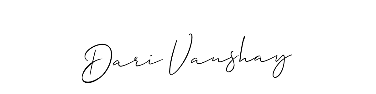 It looks lik you need a new signature style for name Dari Vanshay. Design unique handwritten (Allison_Script) signature with our free signature maker in just a few clicks. Dari Vanshay signature style 2 images and pictures png