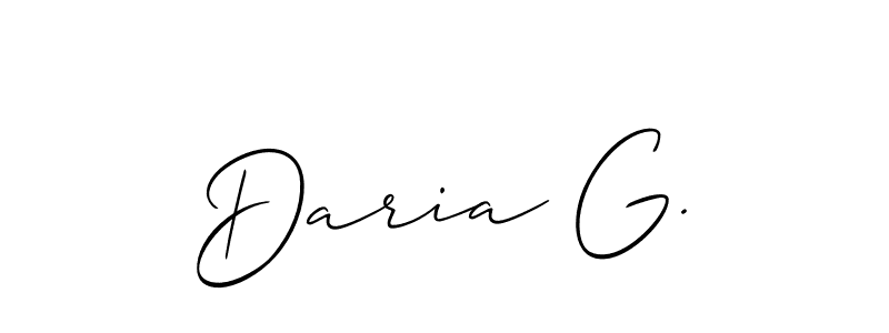 It looks lik you need a new signature style for name Daria G.. Design unique handwritten (Allison_Script) signature with our free signature maker in just a few clicks. Daria G. signature style 2 images and pictures png