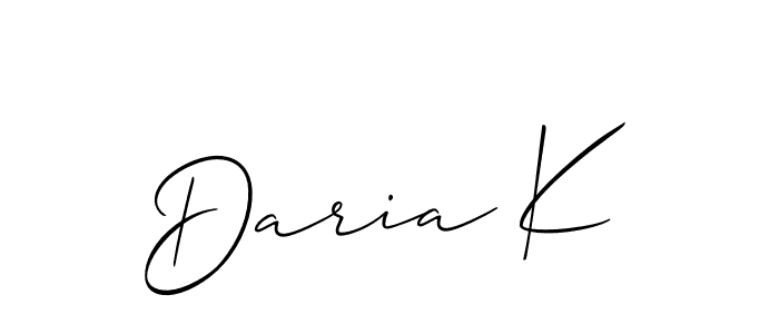 Also You can easily find your signature by using the search form. We will create Daria K name handwritten signature images for you free of cost using Allison_Script sign style. Daria K signature style 2 images and pictures png