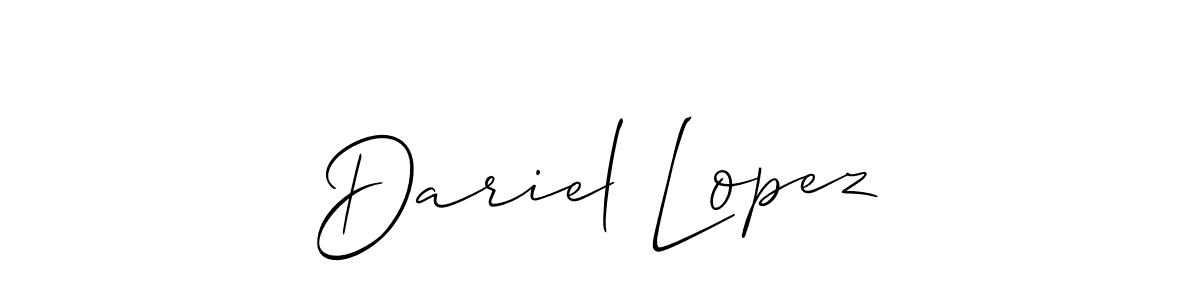 Make a short Dariel Lopez signature style. Manage your documents anywhere anytime using Allison_Script. Create and add eSignatures, submit forms, share and send files easily. Dariel Lopez signature style 2 images and pictures png