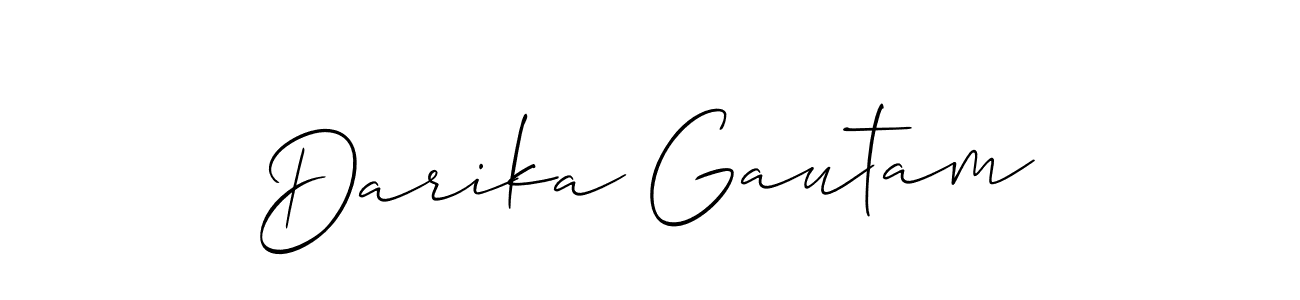 Allison_Script is a professional signature style that is perfect for those who want to add a touch of class to their signature. It is also a great choice for those who want to make their signature more unique. Get Darika Gautam name to fancy signature for free. Darika Gautam signature style 2 images and pictures png