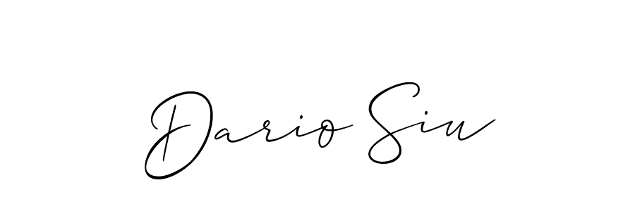 The best way (Allison_Script) to make a short signature is to pick only two or three words in your name. The name Dario Siu include a total of six letters. For converting this name. Dario Siu signature style 2 images and pictures png