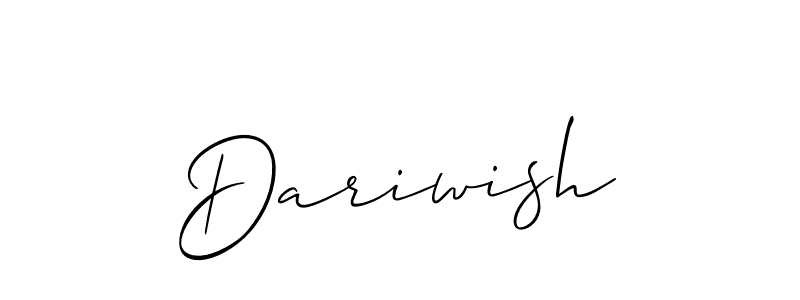 Make a short Dariwish signature style. Manage your documents anywhere anytime using Allison_Script. Create and add eSignatures, submit forms, share and send files easily. Dariwish signature style 2 images and pictures png