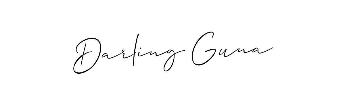 Also You can easily find your signature by using the search form. We will create Darling Guna name handwritten signature images for you free of cost using Allison_Script sign style. Darling Guna signature style 2 images and pictures png