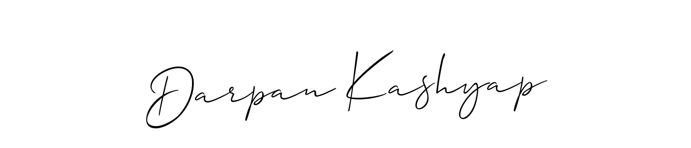 Make a beautiful signature design for name Darpan Kashyap. With this signature (Allison_Script) style, you can create a handwritten signature for free. Darpan Kashyap signature style 2 images and pictures png