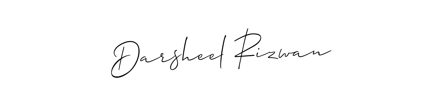 Make a beautiful signature design for name Darsheel Rizwan. With this signature (Allison_Script) style, you can create a handwritten signature for free. Darsheel Rizwan signature style 2 images and pictures png