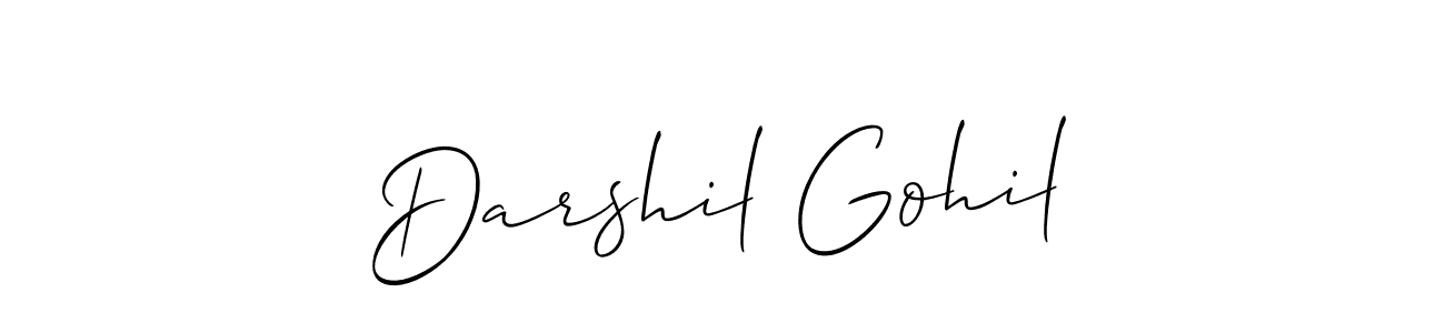 Make a beautiful signature design for name Darshil Gohil. With this signature (Allison_Script) style, you can create a handwritten signature for free. Darshil Gohil signature style 2 images and pictures png