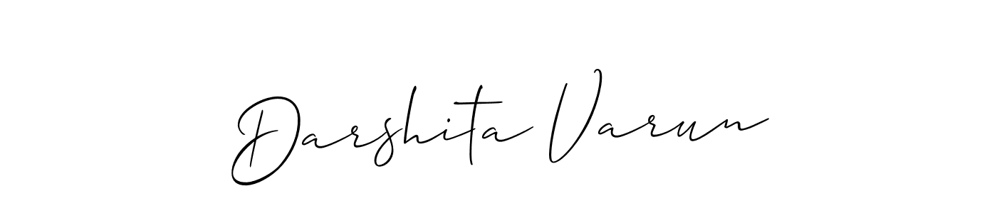 How to make Darshita Varun name signature. Use Allison_Script style for creating short signs online. This is the latest handwritten sign. Darshita Varun signature style 2 images and pictures png
