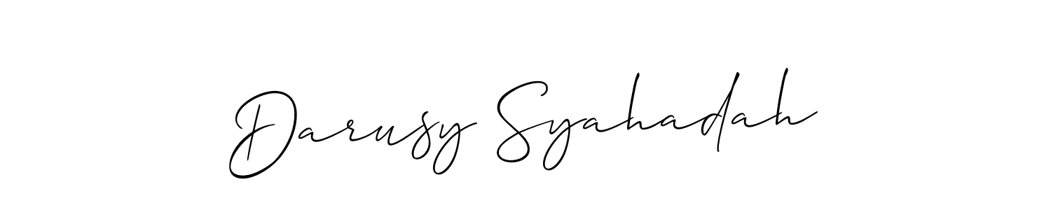 How to Draw Darusy Syahadah signature style? Allison_Script is a latest design signature styles for name Darusy Syahadah. Darusy Syahadah signature style 2 images and pictures png