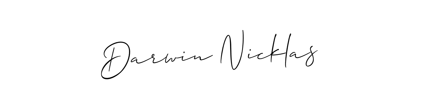 The best way (Allison_Script) to make a short signature is to pick only two or three words in your name. The name Darwin Nicklas include a total of six letters. For converting this name. Darwin Nicklas signature style 2 images and pictures png