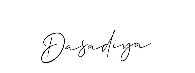 Make a beautiful signature design for name Dasadiya. With this signature (Allison_Script) style, you can create a handwritten signature for free. Dasadiya signature style 2 images and pictures png