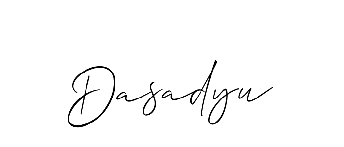 Use a signature maker to create a handwritten signature online. With this signature software, you can design (Allison_Script) your own signature for name Dasadyu. Dasadyu signature style 2 images and pictures png