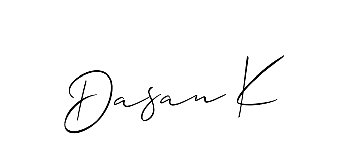 Design your own signature with our free online signature maker. With this signature software, you can create a handwritten (Allison_Script) signature for name Dasan K. Dasan K signature style 2 images and pictures png