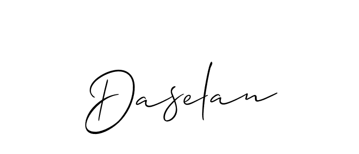 Use a signature maker to create a handwritten signature online. With this signature software, you can design (Allison_Script) your own signature for name Daselan. Daselan signature style 2 images and pictures png