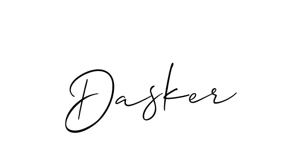 The best way (Allison_Script) to make a short signature is to pick only two or three words in your name. The name Dasker include a total of six letters. For converting this name. Dasker signature style 2 images and pictures png
