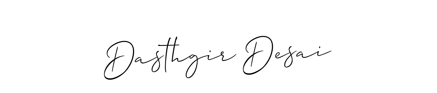 Use a signature maker to create a handwritten signature online. With this signature software, you can design (Allison_Script) your own signature for name Dasthgir Desai. Dasthgir Desai signature style 2 images and pictures png