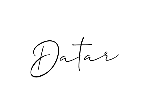 The best way (Allison_Script) to make a short signature is to pick only two or three words in your name. The name Datar include a total of six letters. For converting this name. Datar signature style 2 images and pictures png