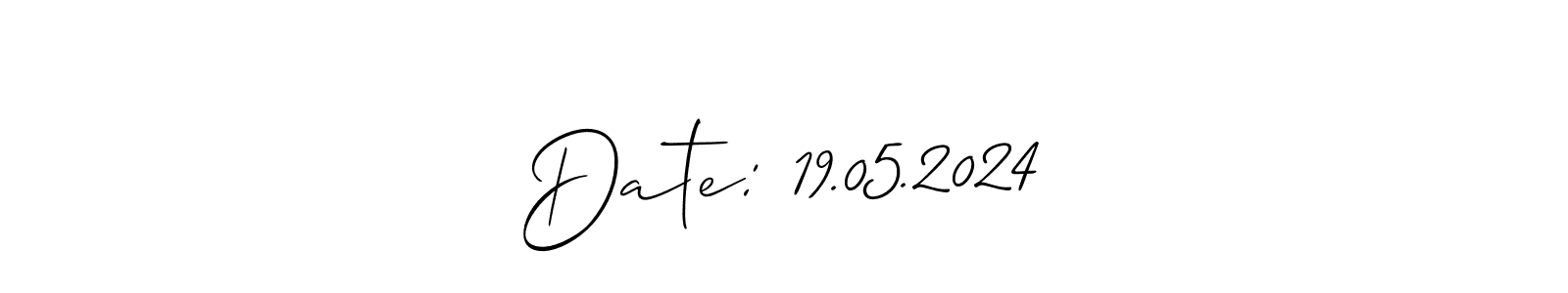 Make a beautiful signature design for name Date: 19.05.2024. With this signature (Allison_Script) style, you can create a handwritten signature for free. Date: 19.05.2024 signature style 2 images and pictures png