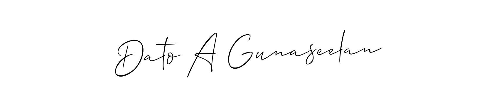 Create a beautiful signature design for name Dato A Gunaseelan. With this signature (Allison_Script) fonts, you can make a handwritten signature for free. Dato A Gunaseelan signature style 2 images and pictures png