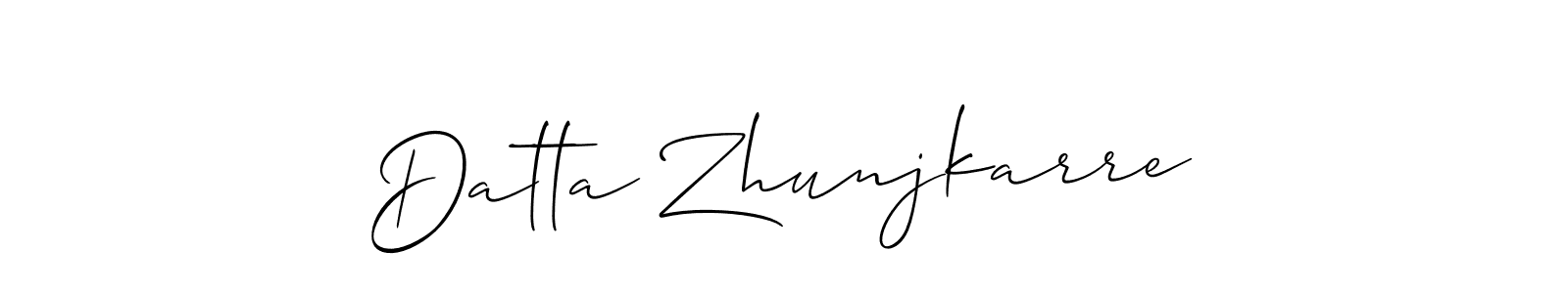Allison_Script is a professional signature style that is perfect for those who want to add a touch of class to their signature. It is also a great choice for those who want to make their signature more unique. Get Datta Zhunjkarre name to fancy signature for free. Datta Zhunjkarre signature style 2 images and pictures png
