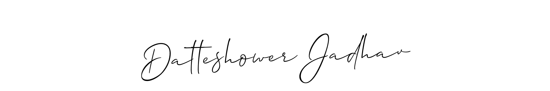 Allison_Script is a professional signature style that is perfect for those who want to add a touch of class to their signature. It is also a great choice for those who want to make their signature more unique. Get Datteshower Jadhav name to fancy signature for free. Datteshower Jadhav signature style 2 images and pictures png