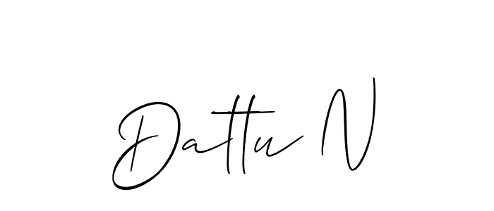 if you are searching for the best signature style for your name Dattu N. so please give up your signature search. here we have designed multiple signature styles  using Allison_Script. Dattu N signature style 2 images and pictures png