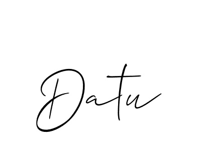 Create a beautiful signature design for name Datu. With this signature (Allison_Script) fonts, you can make a handwritten signature for free. Datu signature style 2 images and pictures png