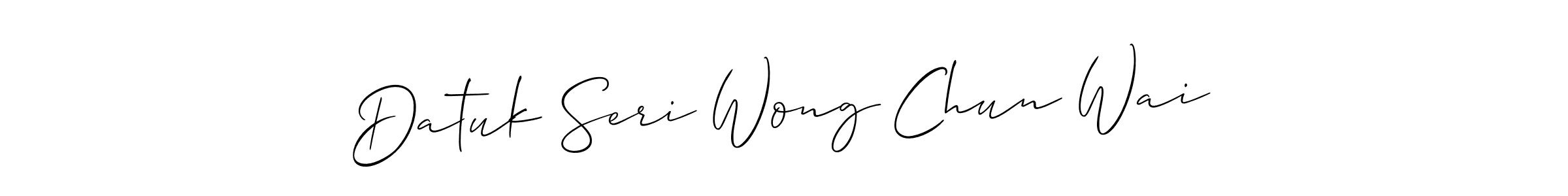 if you are searching for the best signature style for your name Datuk Seri Wong Chun Wai. so please give up your signature search. here we have designed multiple signature styles  using Allison_Script. Datuk Seri Wong Chun Wai signature style 2 images and pictures png