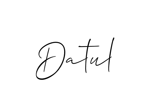 if you are searching for the best signature style for your name Datul. so please give up your signature search. here we have designed multiple signature styles  using Allison_Script. Datul signature style 2 images and pictures png