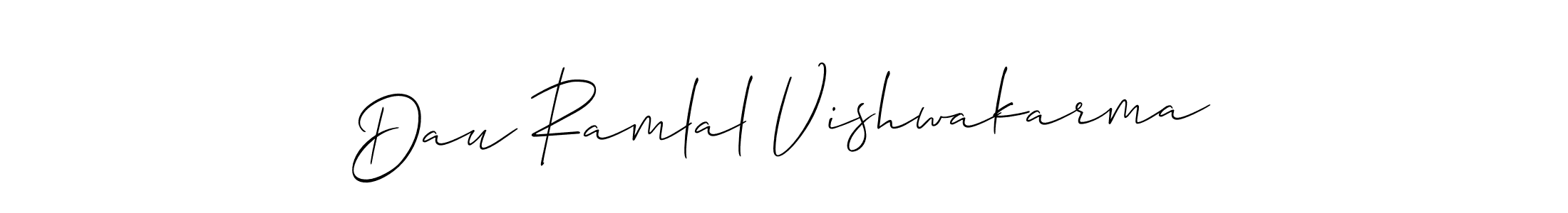 Also You can easily find your signature by using the search form. We will create Dau Ramlal Vishwakarma name handwritten signature images for you free of cost using Allison_Script sign style. Dau Ramlal Vishwakarma signature style 2 images and pictures png