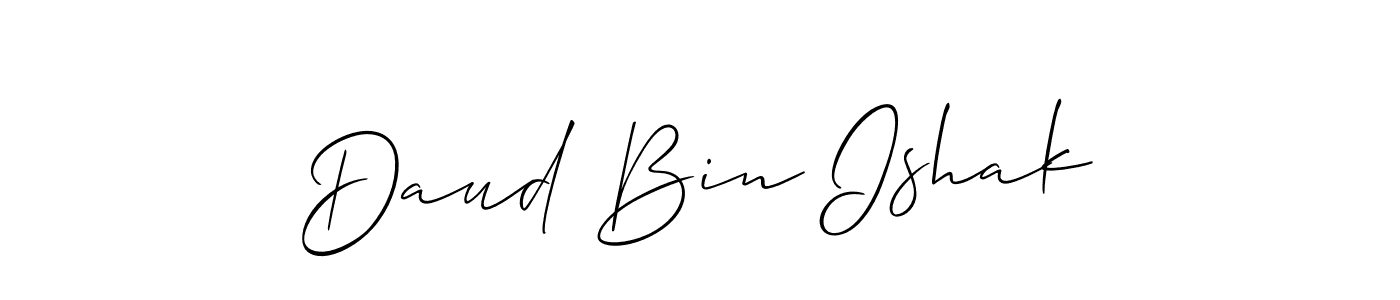 Design your own signature with our free online signature maker. With this signature software, you can create a handwritten (Allison_Script) signature for name Daud Bin Ishak. Daud Bin Ishak signature style 2 images and pictures png