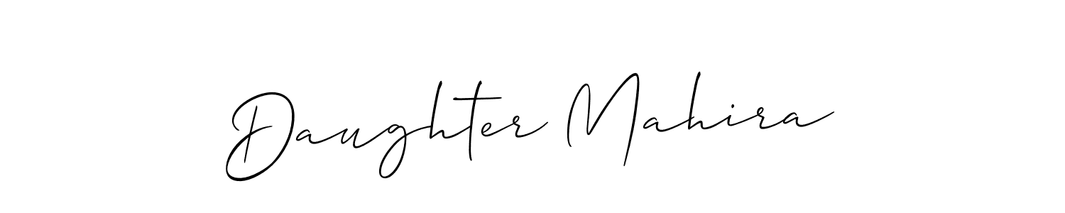 How to make Daughter Mahira name signature. Use Allison_Script style for creating short signs online. This is the latest handwritten sign. Daughter Mahira signature style 2 images and pictures png