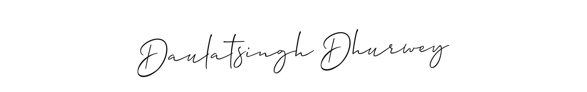 The best way (Allison_Script) to make a short signature is to pick only two or three words in your name. The name Daulatsingh Dhurwey include a total of six letters. For converting this name. Daulatsingh Dhurwey signature style 2 images and pictures png