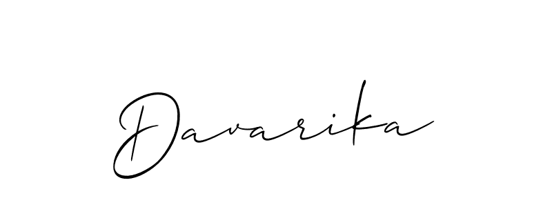 Use a signature maker to create a handwritten signature online. With this signature software, you can design (Allison_Script) your own signature for name Davarika. Davarika signature style 2 images and pictures png