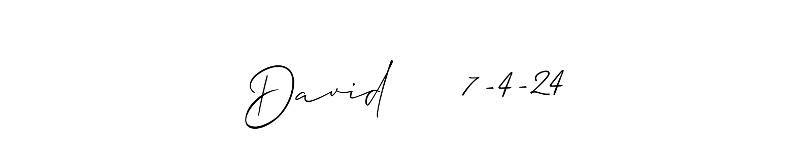 It looks lik you need a new signature style for name David     7-4-24. Design unique handwritten (Allison_Script) signature with our free signature maker in just a few clicks. David     7-4-24 signature style 2 images and pictures png