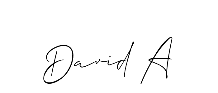 Design your own signature with our free online signature maker. With this signature software, you can create a handwritten (Allison_Script) signature for name David A. David A signature style 2 images and pictures png