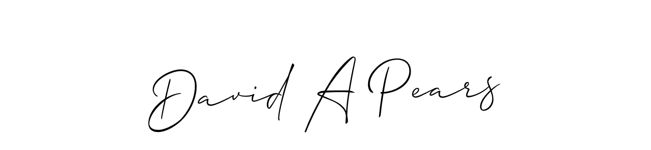 Make a short David A Pears signature style. Manage your documents anywhere anytime using Allison_Script. Create and add eSignatures, submit forms, share and send files easily. David A Pears signature style 2 images and pictures png