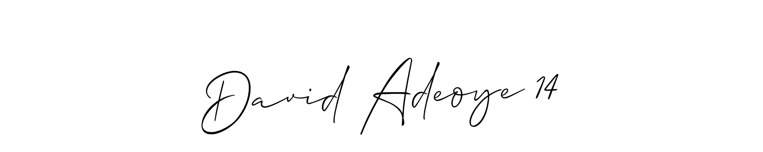 Allison_Script is a professional signature style that is perfect for those who want to add a touch of class to their signature. It is also a great choice for those who want to make their signature more unique. Get David Adeoye 14 name to fancy signature for free. David Adeoye 14 signature style 2 images and pictures png