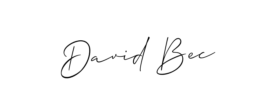 The best way (Allison_Script) to make a short signature is to pick only two or three words in your name. The name David Bec include a total of six letters. For converting this name. David Bec signature style 2 images and pictures png