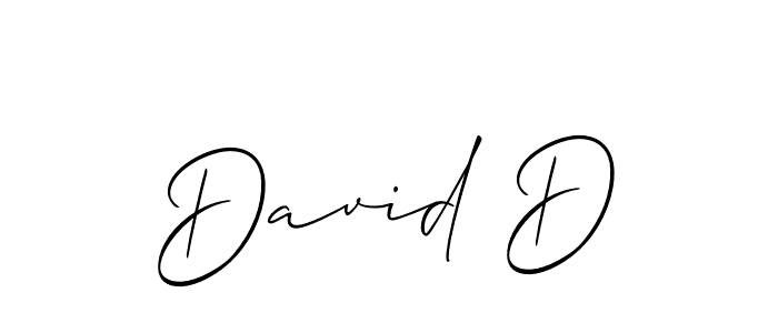 The best way (Allison_Script) to make a short signature is to pick only two or three words in your name. The name David D include a total of six letters. For converting this name. David D signature style 2 images and pictures png