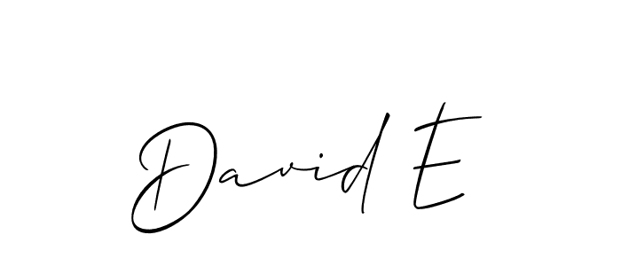 How to make David E name signature. Use Allison_Script style for creating short signs online. This is the latest handwritten sign. David E signature style 2 images and pictures png