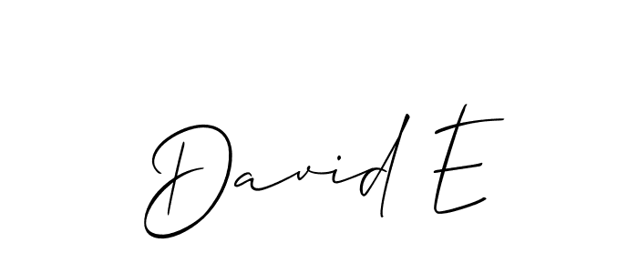 How to make David E name signature. Use Allison_Script style for creating short signs online. This is the latest handwritten sign. David E signature style 2 images and pictures png