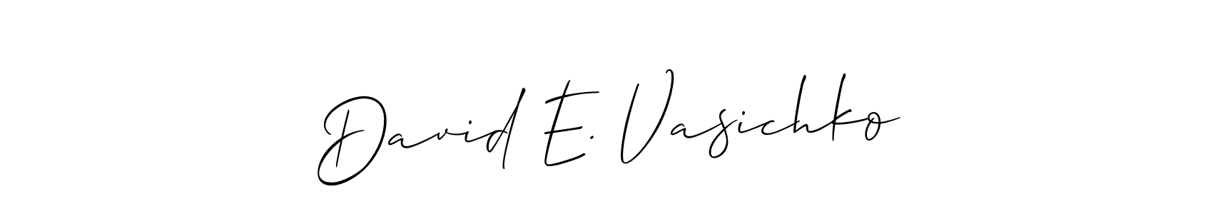 How to make David E. Vasichko signature? Allison_Script is a professional autograph style. Create handwritten signature for David E. Vasichko name. David E. Vasichko signature style 2 images and pictures png