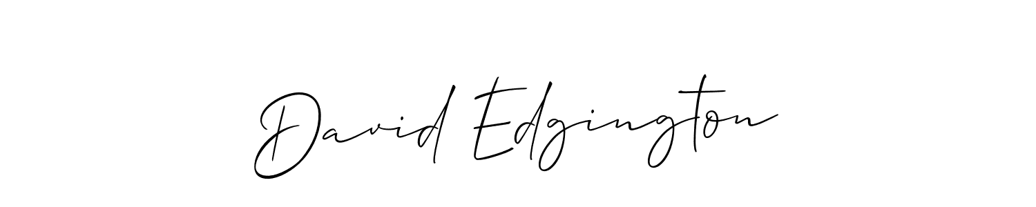 Use a signature maker to create a handwritten signature online. With this signature software, you can design (Allison_Script) your own signature for name David Edgington. David Edgington signature style 2 images and pictures png